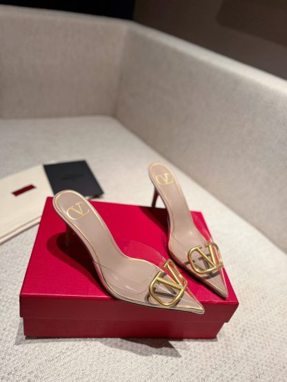 VALENTINO Fashion V Buckle Transparent Film High Heels Sandals - Image 6