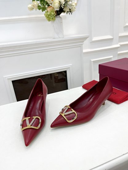 VALENTINO Fashion Elegant Big V Buckle High Heels - Image 2