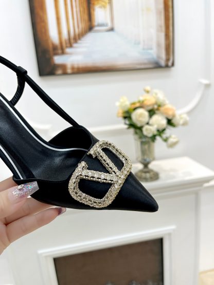 VALENTINO Rhinestone Decorative Buckle Exquisite High-End High Heels - Image 6