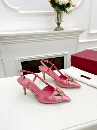 VALENTINO Rhinestone Buckle Elegant High Heels - Image 6
