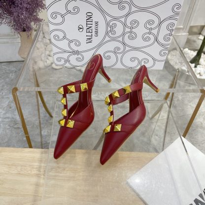 VALENTINO Gold Studded Fashion Sandals High Heels - Image 6
