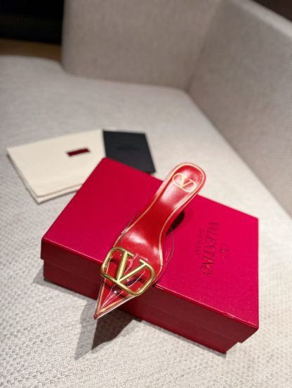 VALENTINO exquisite V buckle transparent film sandals high heels - Image 6