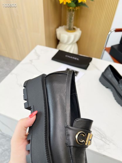 Chanel autumn and winter black lightweight and comfortable loafers thick sole 6cm - Image 6