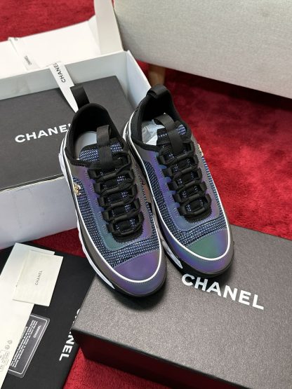 Chanel Unisex Couple Purple Mix Classic Casual Sneakers - Image 6