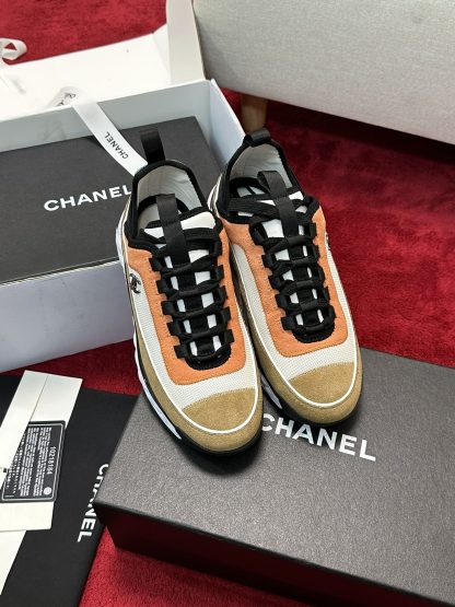 Chanel unisex couple's orange mix and match classic casual sneakers - Image 6