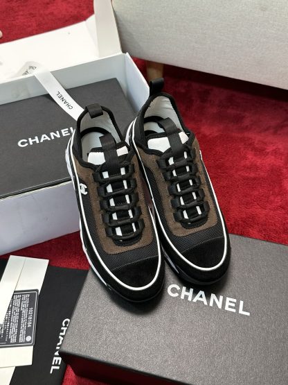 Chanel Unisex Couple Brown Mix Classic Casual Sneakers - Image 6