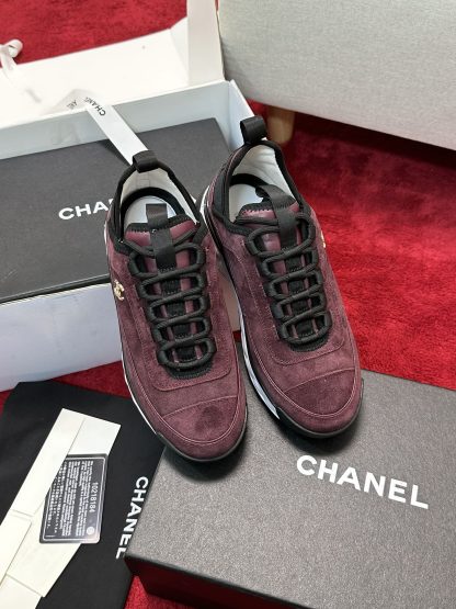 Chanel men's and women's couple's red and brown mix and match classic casual sneakers - Image 6