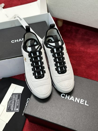 Chanel white men's and women's couple's mixed craft embroidery style versatile casual sports shoes - Image 6