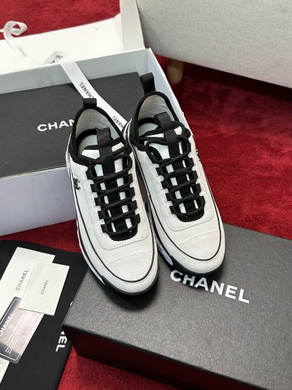 Chanel white and black men and women couple style mixed craftsmanship embroidery style versatile casual sports shoes - Image 6