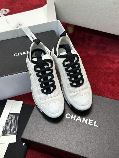Chanel men's and women's couple's black and white mixed craft embroidery style versatile casual sports shoes - Image 5