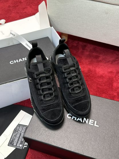 Chanel black mixed-match craft embroidery style versatile casual sports shoes for men and women - Image 6