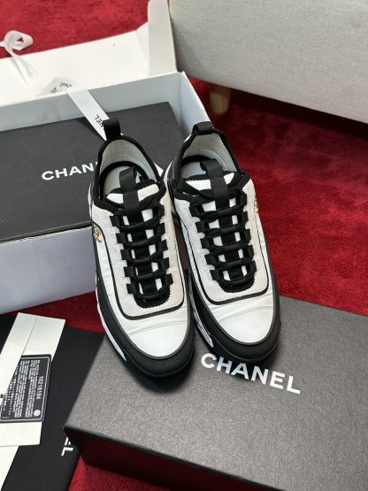 Chanel men's and women's couple's versatile fashion black and white mix and match casual sports shoes - Image 5