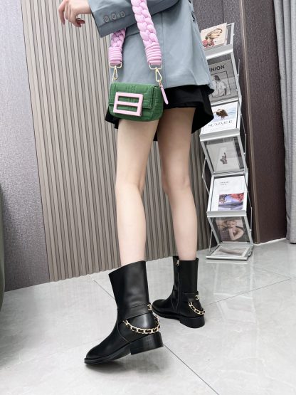Chanel height-enhancing slimming all-match side zipper high boots heel height 2.5cm - Image 6