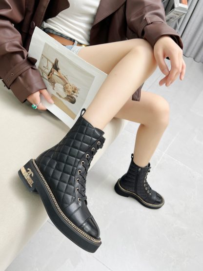 Chanel black autumn and winter heavy fashionable simple style Martin boots - Image 5