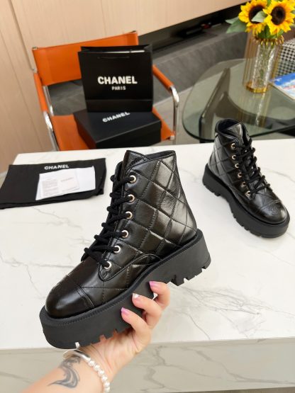 Chanel autumn and winter new black electric show diamond style boots thick sole 6cm - Image 5