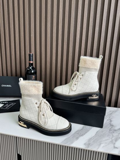 Chanel beige autumn and winter hit fashionable simple boots - Image 6