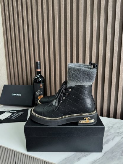 Chanel black and gray autumn and winter hit fashionable simple boots - Image 5