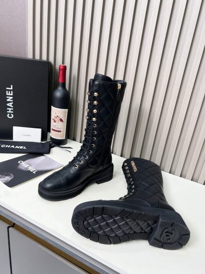Chanel Autumn and Winter Electric Show Diamond Style Black Mid-Boots - Image 6
