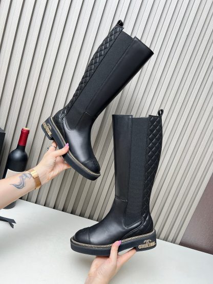 Chanel autumn and winter heavy-duty popular simple black fashionable Chelsea boots - Image 6