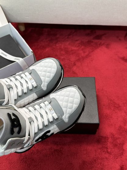 Chanel Early Autumn New Diamond Panda White and Gray Sneakers - Image 5