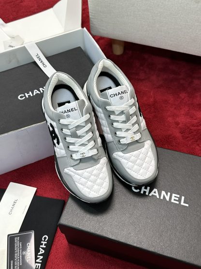 Chanel white and gray craft embroidery style fashion casual sports shoes - Image 6