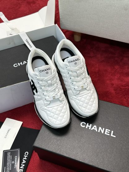 Chanel white and black craft embroidery style fashion casual sports shoes - Image 5