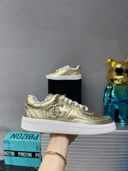 Chanel Spring and Summer Ultra High Quality Gold Fashionable Casual Sports Sneakers - Image 6
