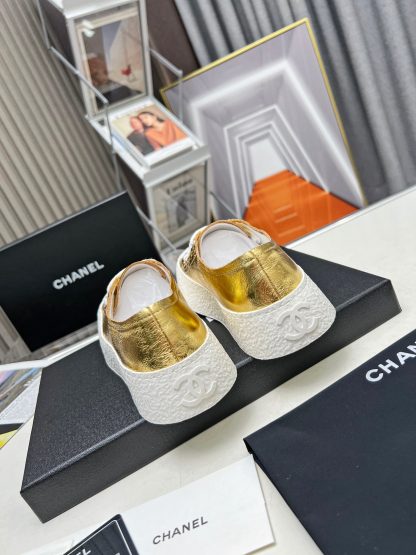 Chanel high-end custom gold classic comfortable casual shoes - Image 6
