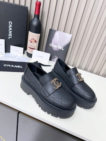 Chanel black electric show diamond style imported leather loafers - Image 6