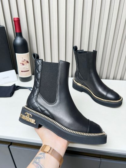 Chanel autumn and winter heavy-duty popular black exquisite Chelsea boots - Image 6