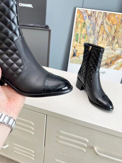 Chanel autumn and winter main season black leather Martin boots - Image 4