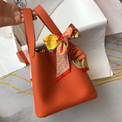 Hermès Sunset Orange Cowhide Basket Bag - Image 6