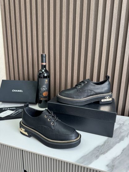Chanel autumn and winter black fashionable simple leather loafers - Image 6