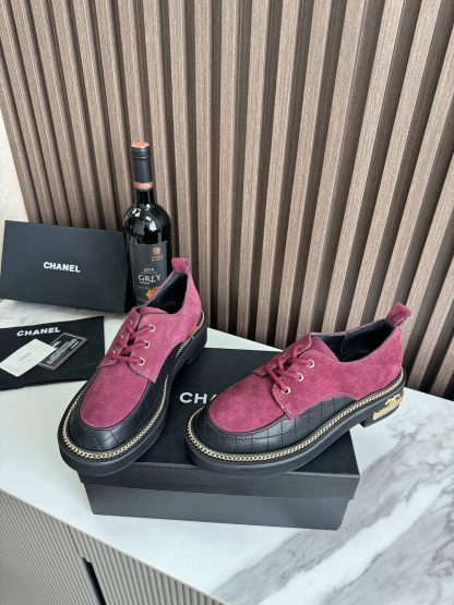 Chanel autumn and winter red fashionable simple leather loafers - Image 6