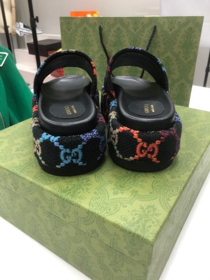 Gucci Multicolor Linen Women's Platform Slippers - Image 6
