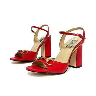 Gucci high heel block heel sandals classic buckle
