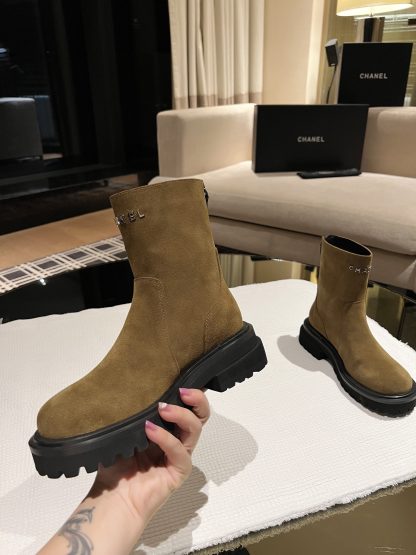 Chanel autumn and winter new green brown simple fashion boots - Image 6