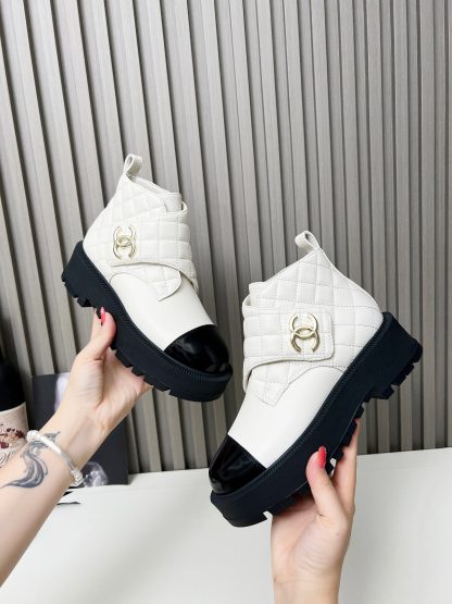 Chanel autumn and winter new beige electric show diamond style leather boots - Image 6