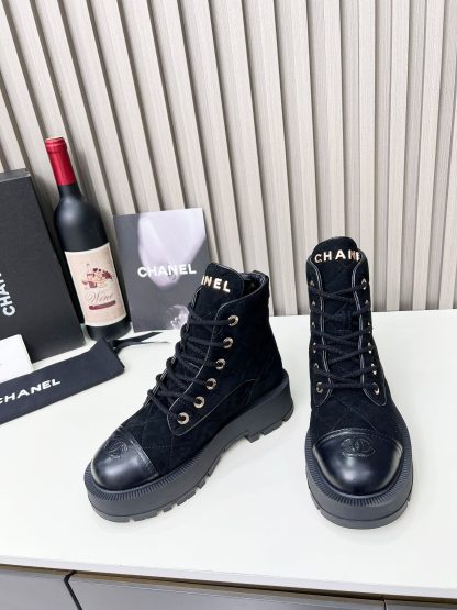 Chanel autumn and winter new black velvet electric show diamond style leather boots - Image 6
