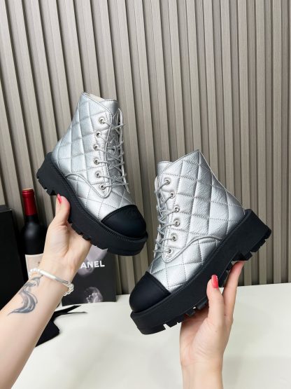 Chanel autumn and winter new silver electric show diamond style leather boots - Image 6