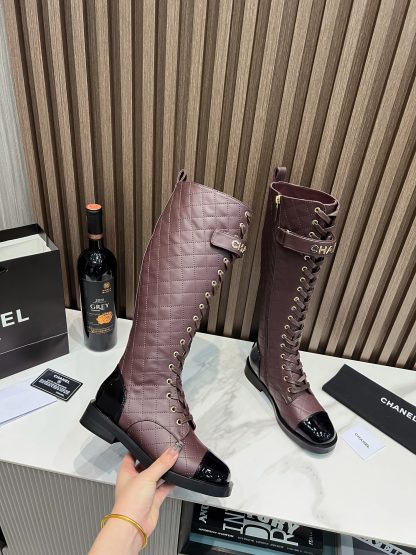 Chanel Purple Super Comfortable High Boots - Image 6