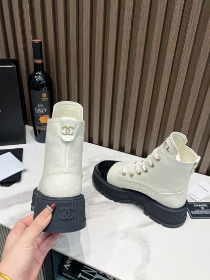 Chanel Beige Thick-soled Super Comfortable Motorcycle Boots - Image 6