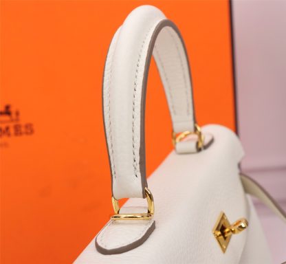 Hermes Milkshake White Kelly Handbag Size 28cm 25cm - Image 6