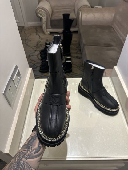 Chanel black autumn and winter high-end classic luxury leather ankle boots - Image 6