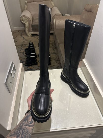 Chanel black autumn and winter high-end classic luxury leather boots - Image 6