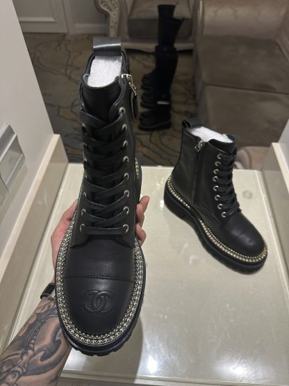 Chanel black matte autumn and winter high-end classic luxury leather ankle boots - Image 6
