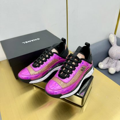 Chanel classic pink and purple mix and match fashion casual dad shoes for men and women - Image 6