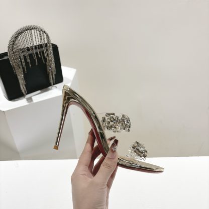 ChristianLouboutin JUST QUEEN crystal high-heeled slippers - Image 5