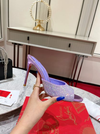 Christian Louboutin Vintage Peep-toe Crystal High Heels - Image 5