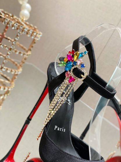 ChristianLouboutin black elegant colorful crystal high heels - Image 6